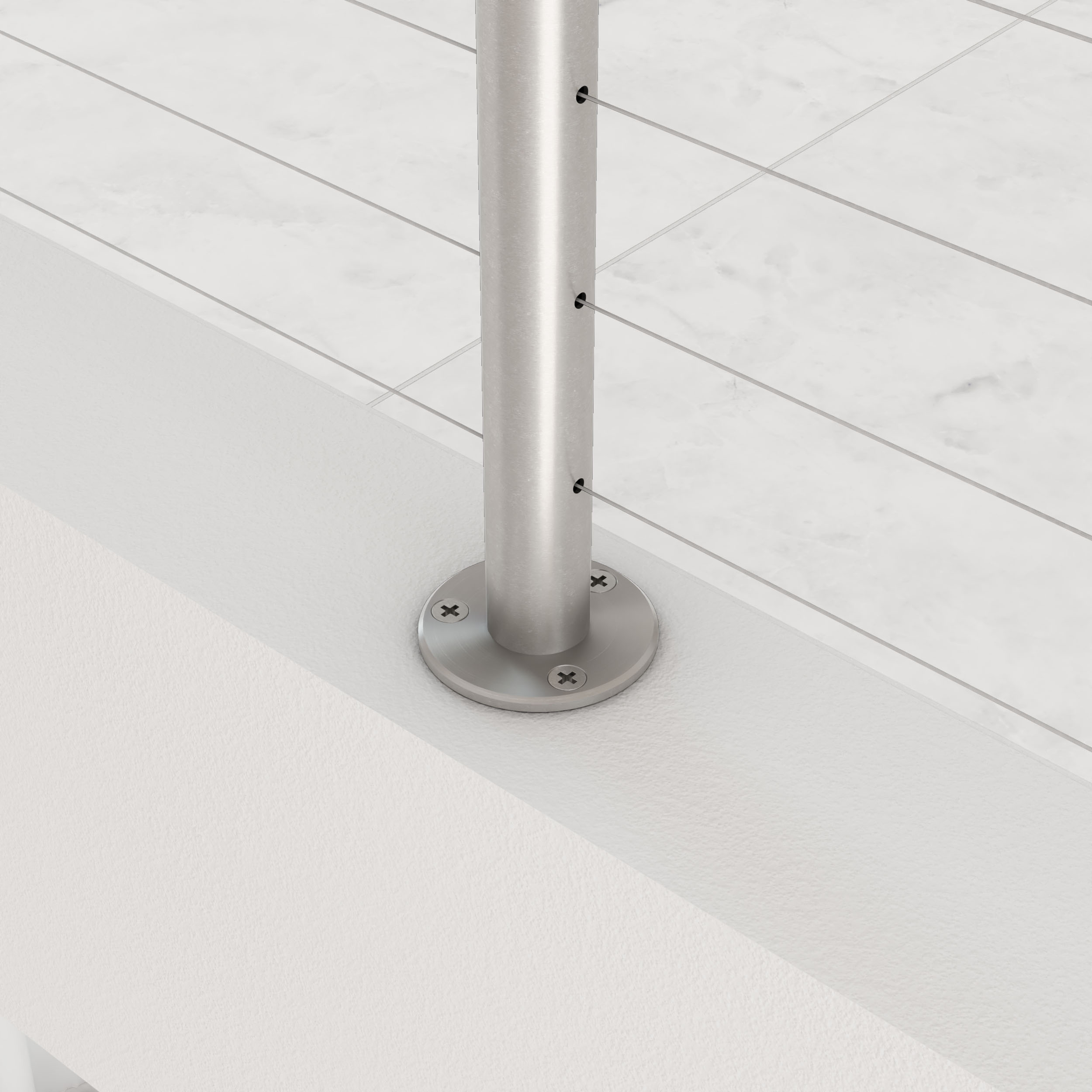 39 1/2" Round Cable Railing Post - Brushed Stainless - Image 3