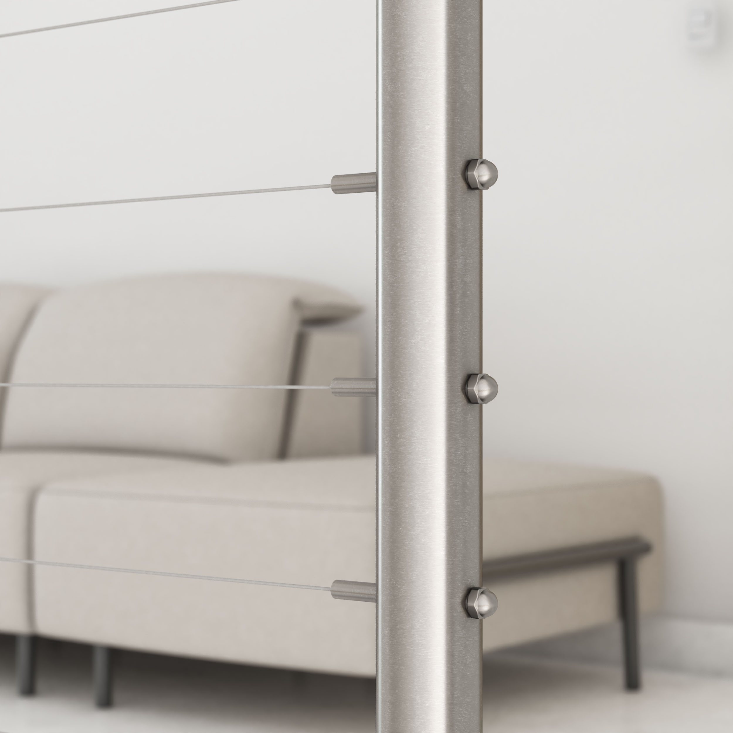 39 1/2" Round Cable Railing Post - Brushed Stainless - Image 5
