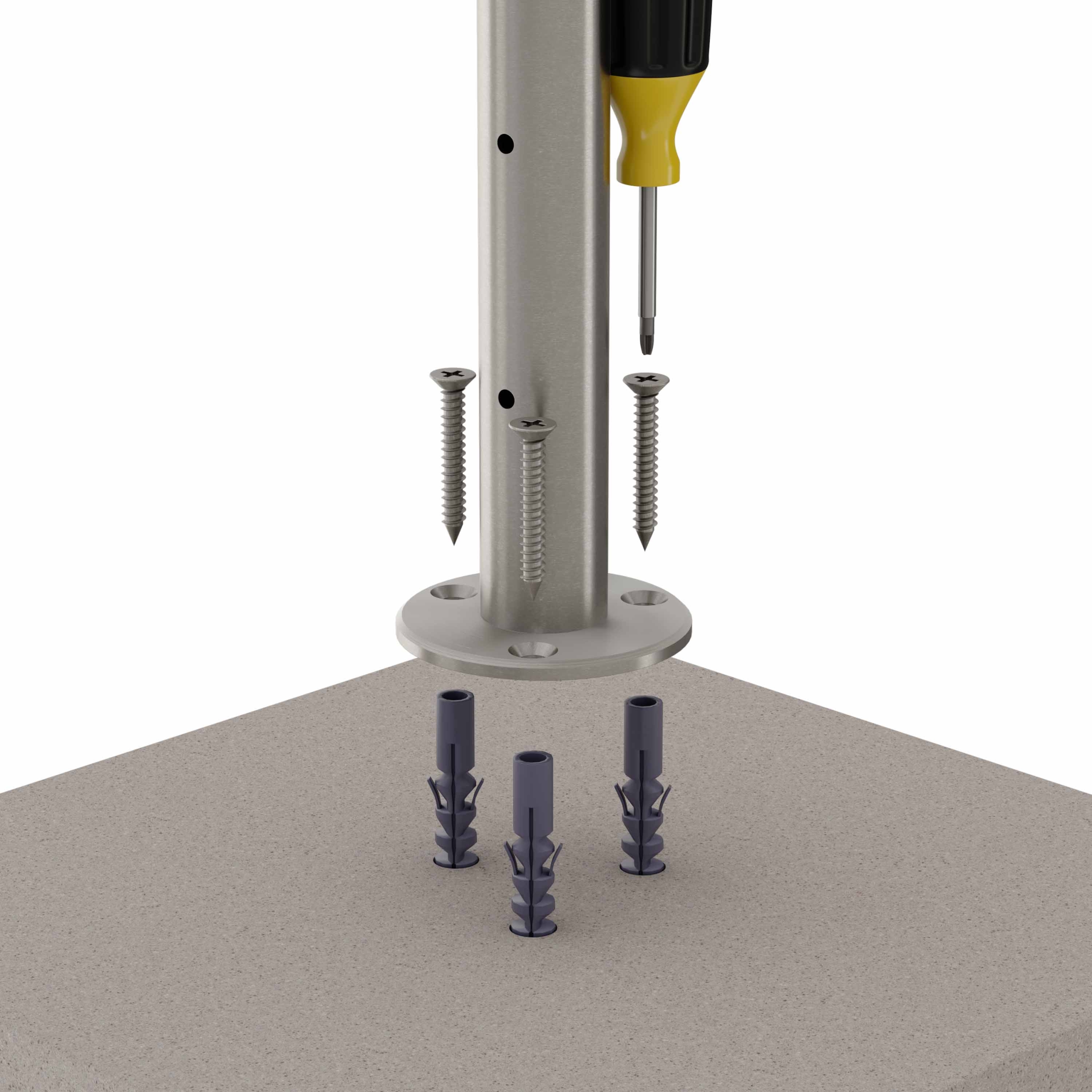 39 1/2" Round Cable Railing Post - Brushed Stainless - Image 6