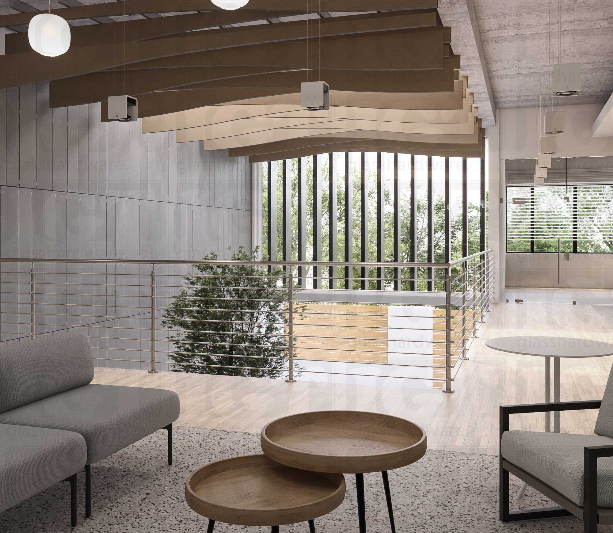 39 1/2” Round Rod Railing Corner Post - Brushed Stainless - Image 2