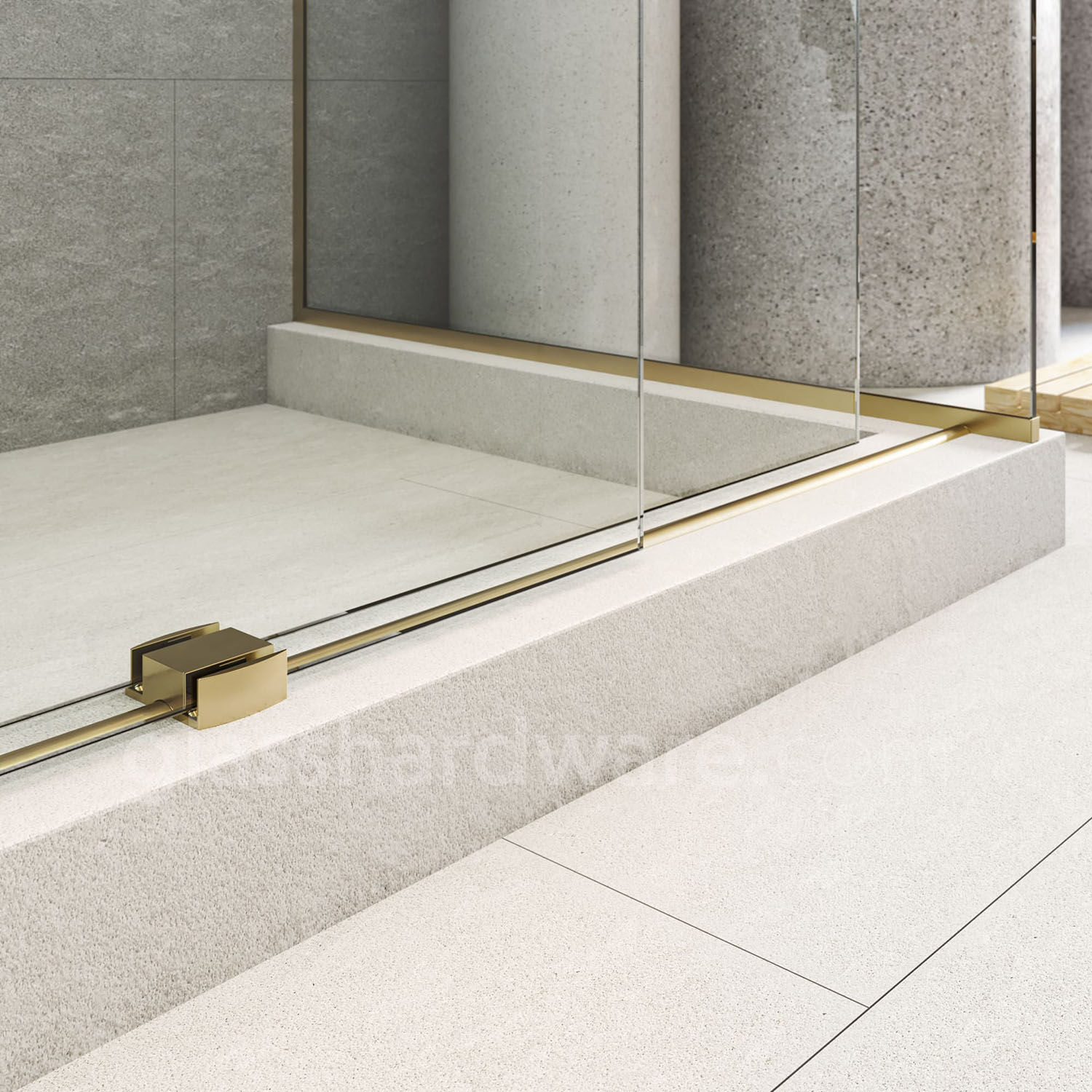 95″ Shower Door Threshold Half Moon – Gold Brushed - Image 2