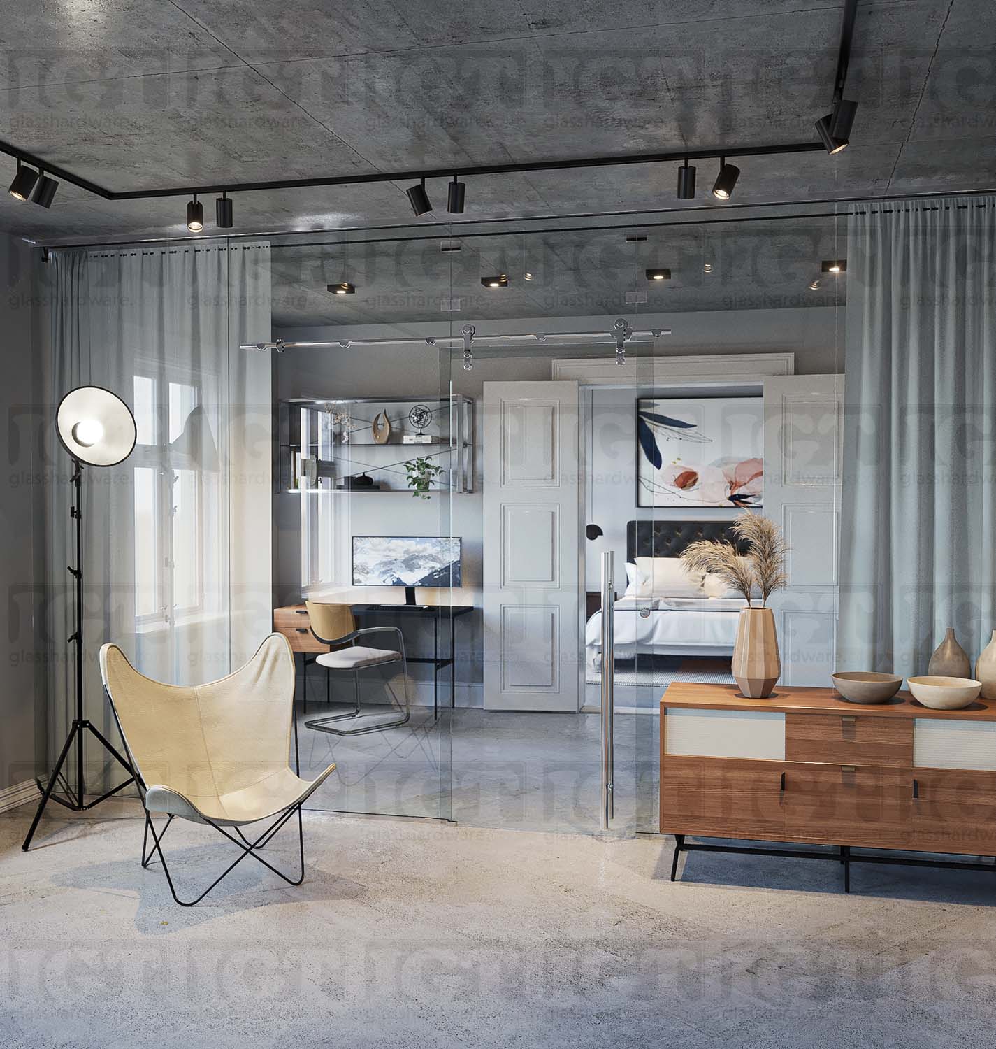 Barn Door Lock Glass-to-Glass - Polished Stainless - Image 5