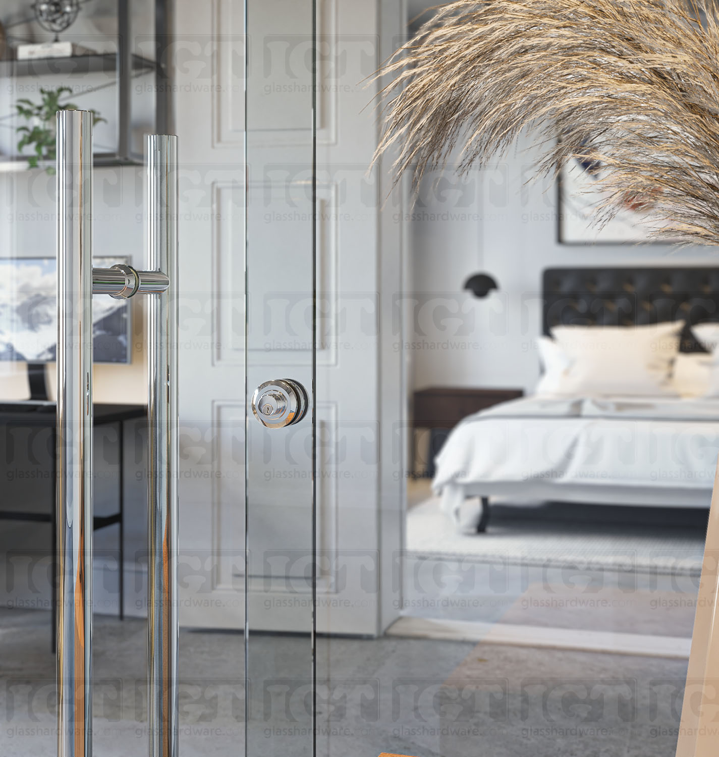 Barn Door Lock Glass-to-Glass - Polished Stainless - Image 3