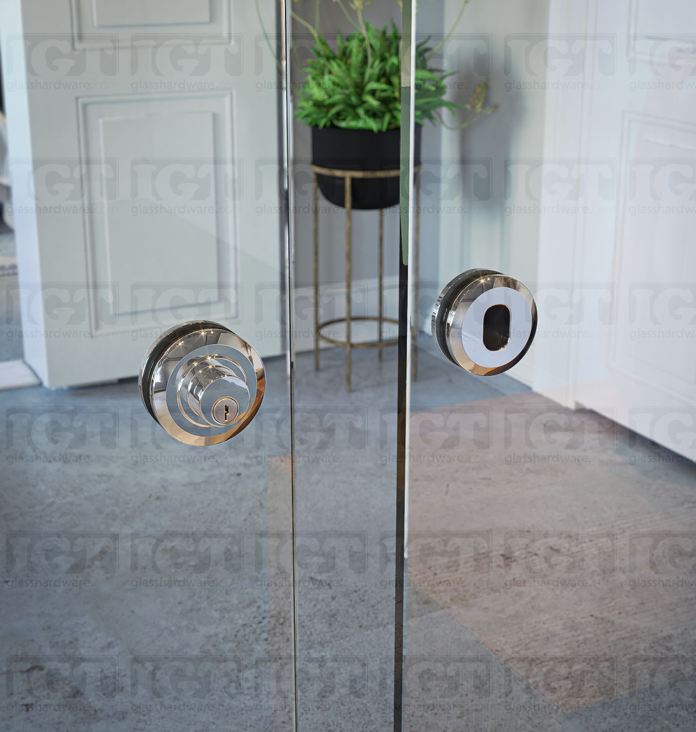 Barn Door Lock Glass-to-Glass - Polished Stainless - Image 4