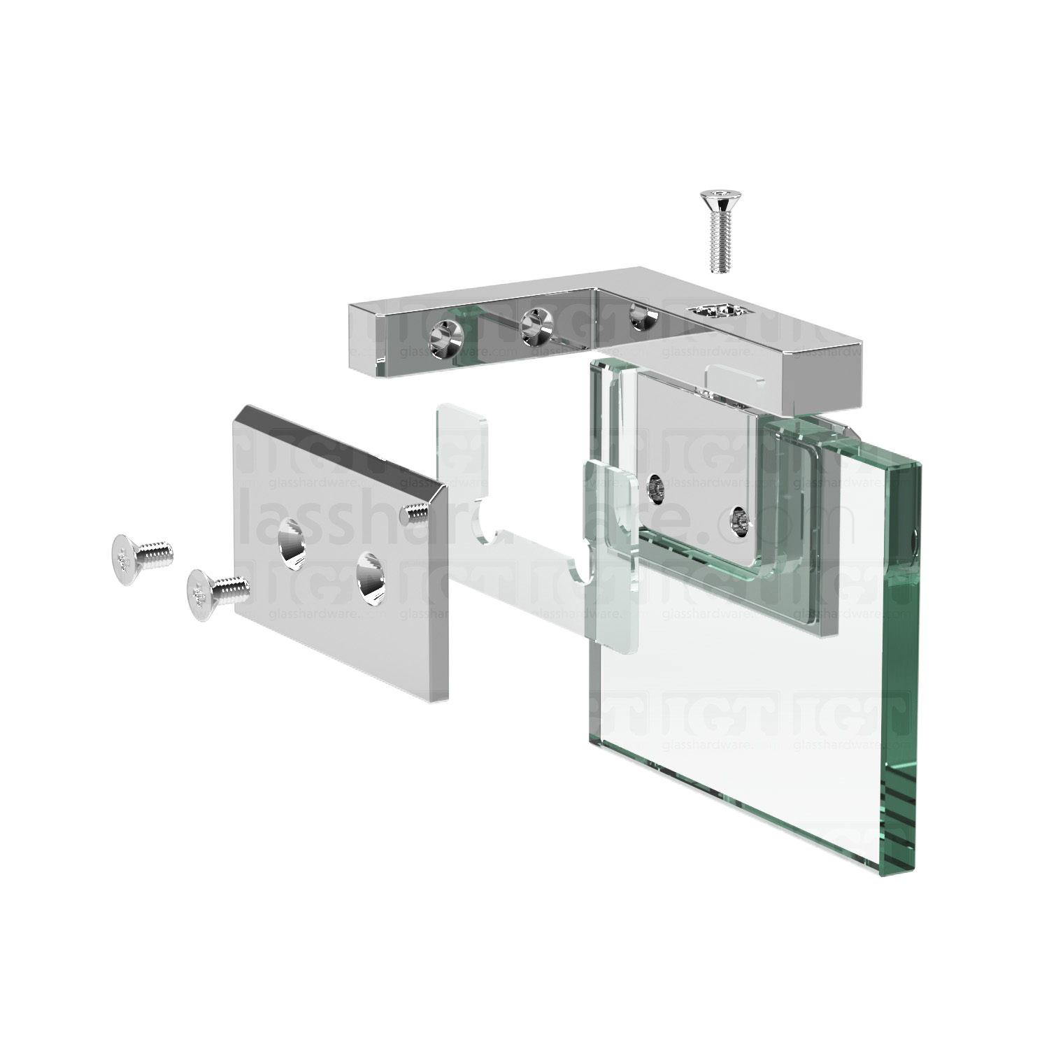 Left or Right Wall Mount Pivot Hinge - Chrome Polished - Image 7