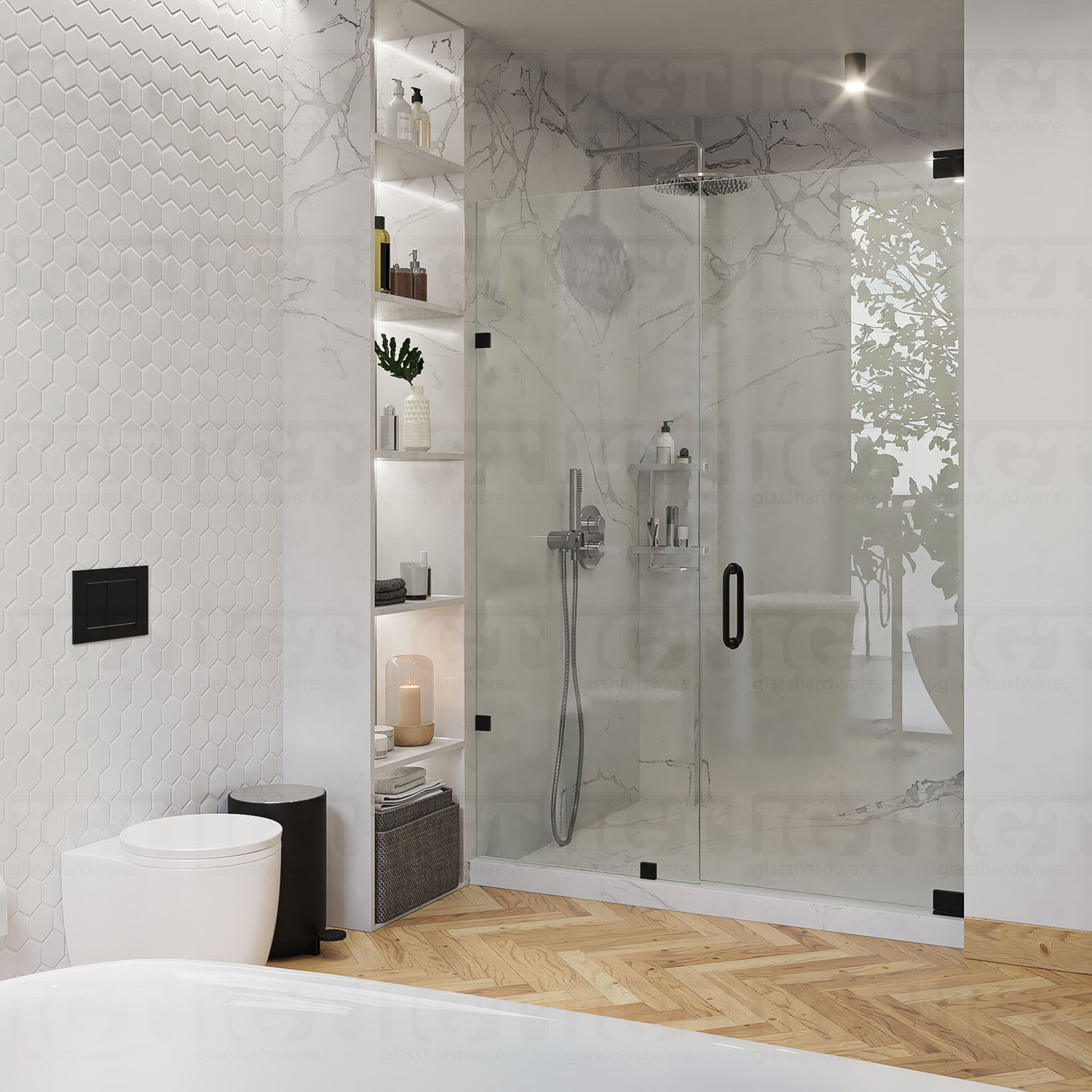 Left or Right Wall Mount Pivot Hinge - Matte Black - Image 2