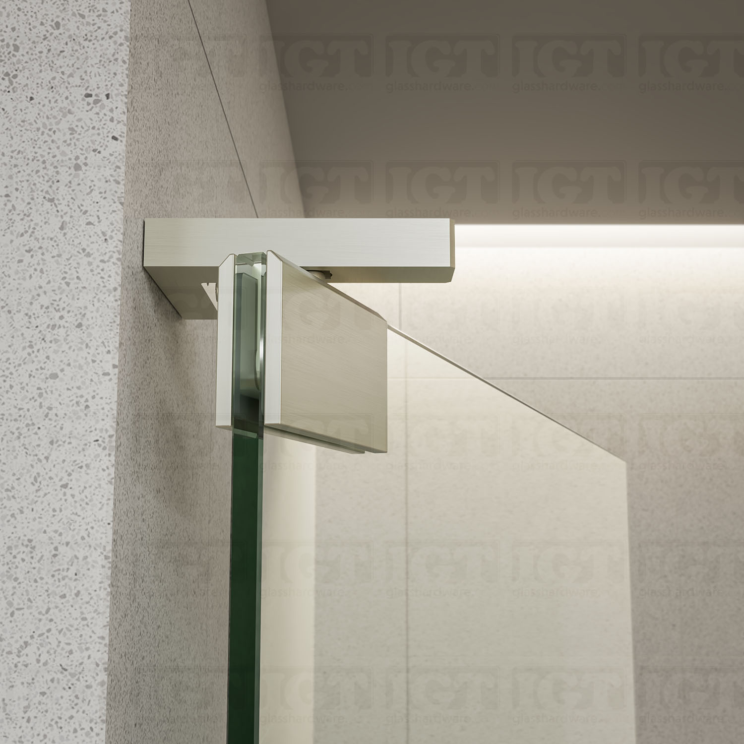 Left or Right Wall Mount Pivot Hinge - Brushed Nickel - Image 3