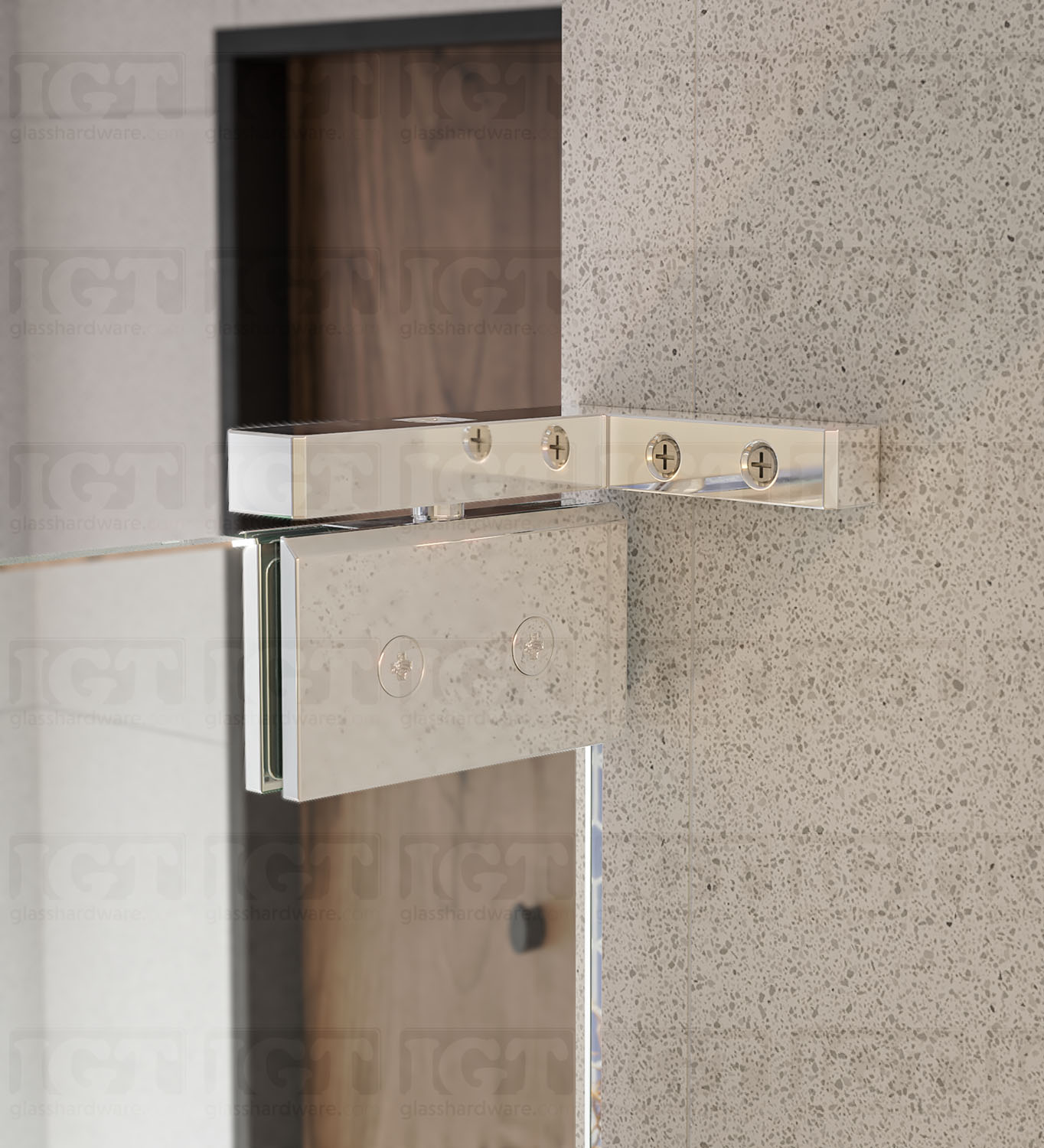 Left or Right Wall Mount Pivot Hinge - Chrome Polished - Image 4