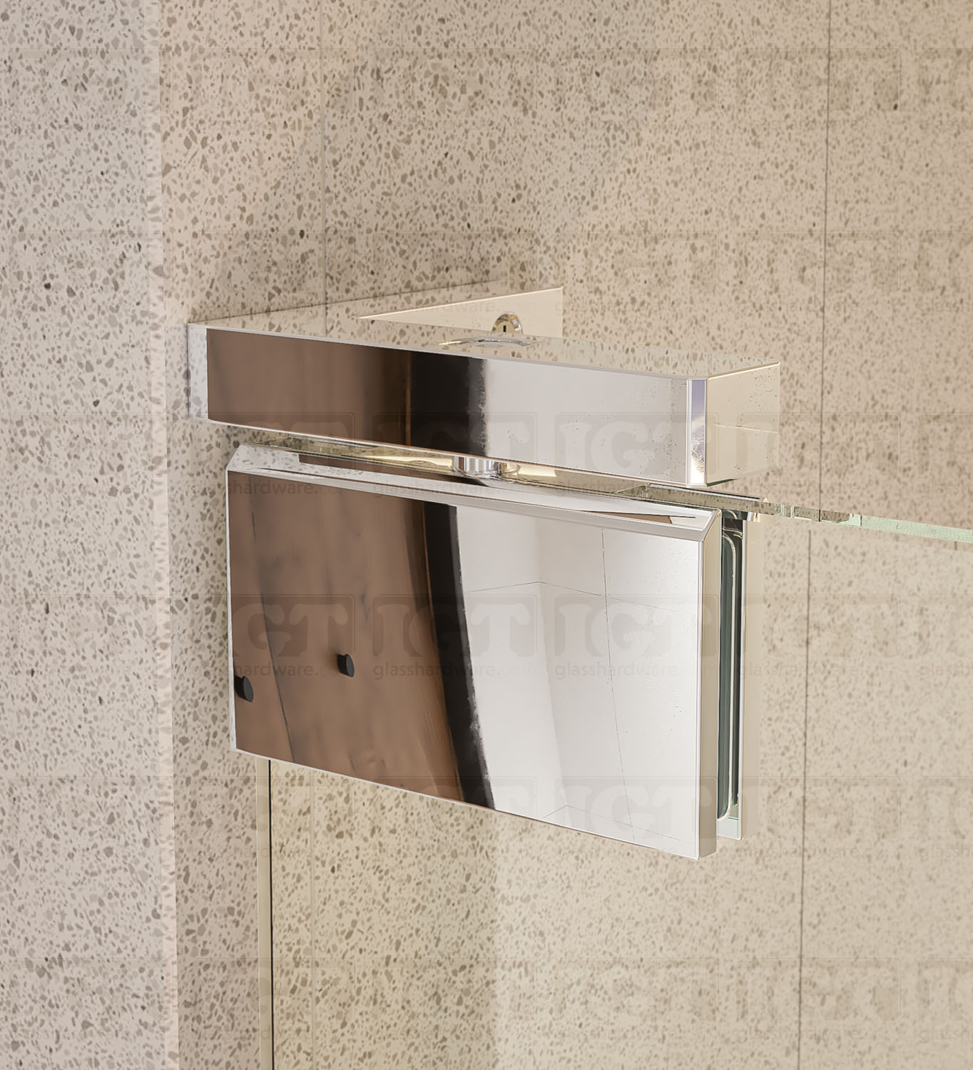 Left or Right Wall Mount Pivot Hinge - Chrome Polished - Image 3