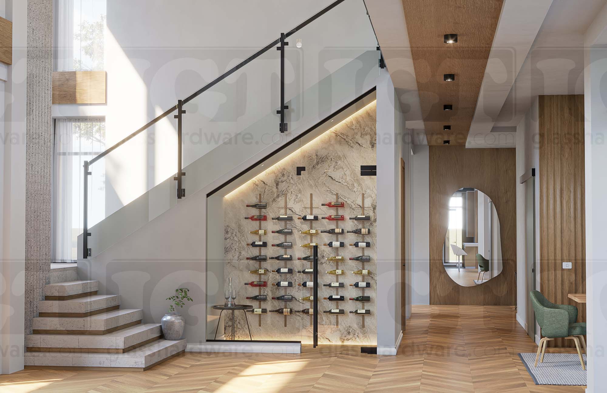 316 S.S Square Wall Mount Post 1-9/16” Dia. x 47-1/4” H. - Matte Black - Image 2