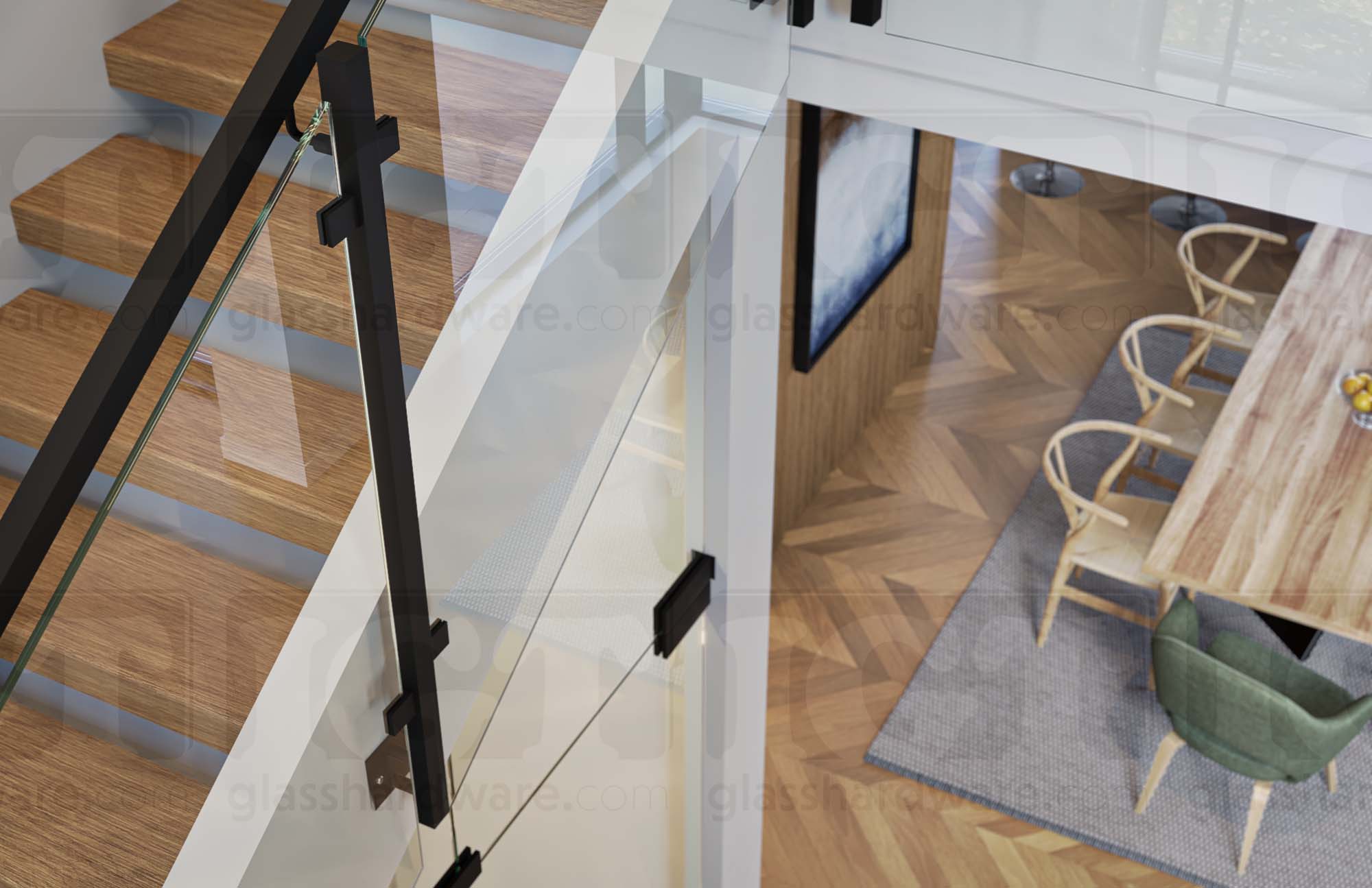 316 S.S Square Wall Mount Post 1-9/16” Dia. x 47-1/4” H. - Matte Black - Image 4