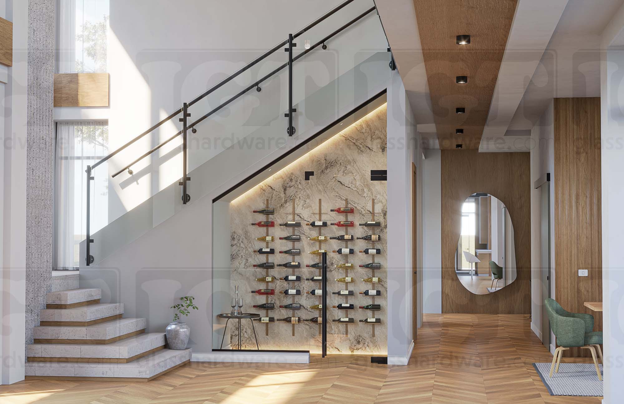 316 S.S Wall Mount Post 1-5/8” Dia. x 47-1/4” H. Matte Black - Image 2