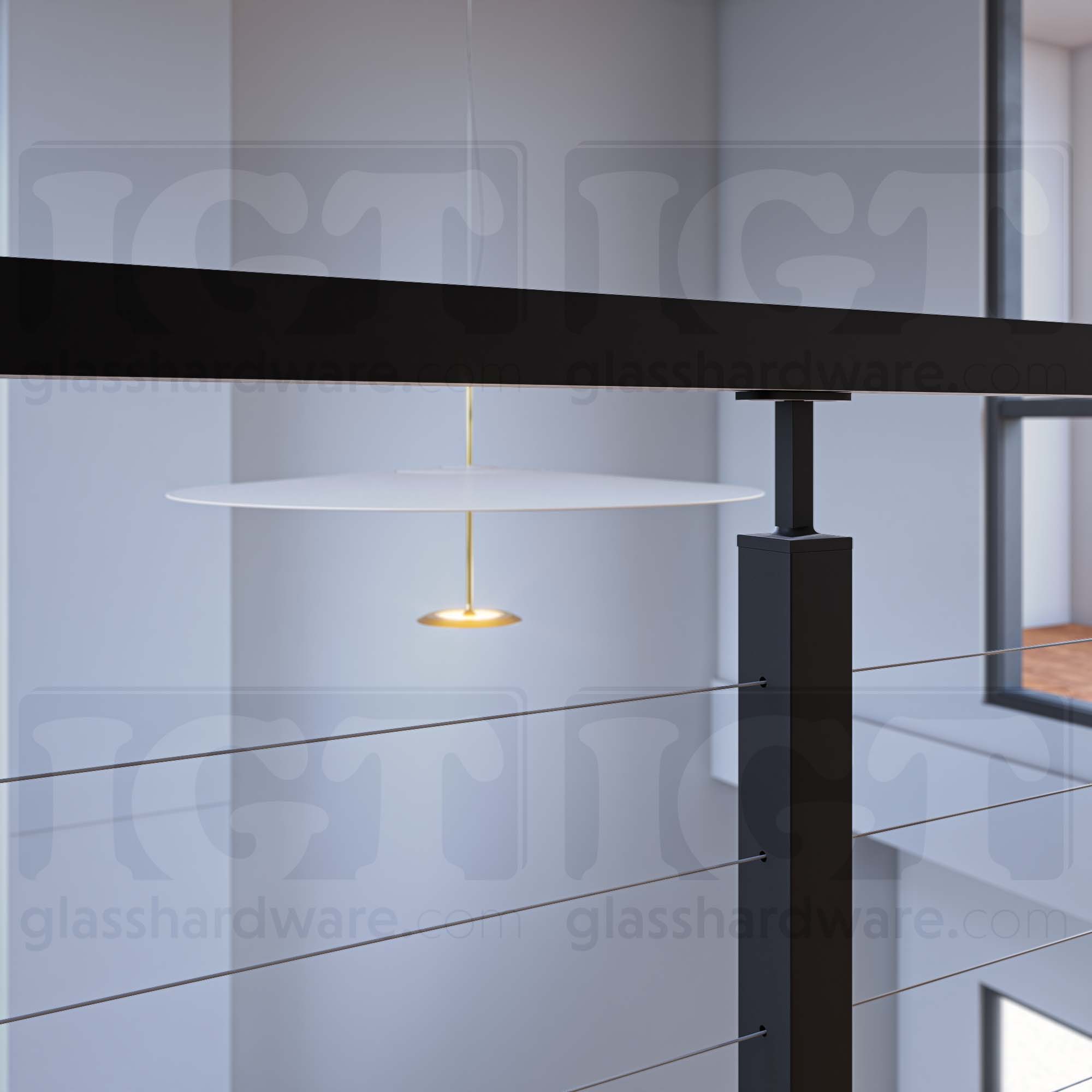 39 1/2" Square Cable Railing Post - Matte Black - Image 4