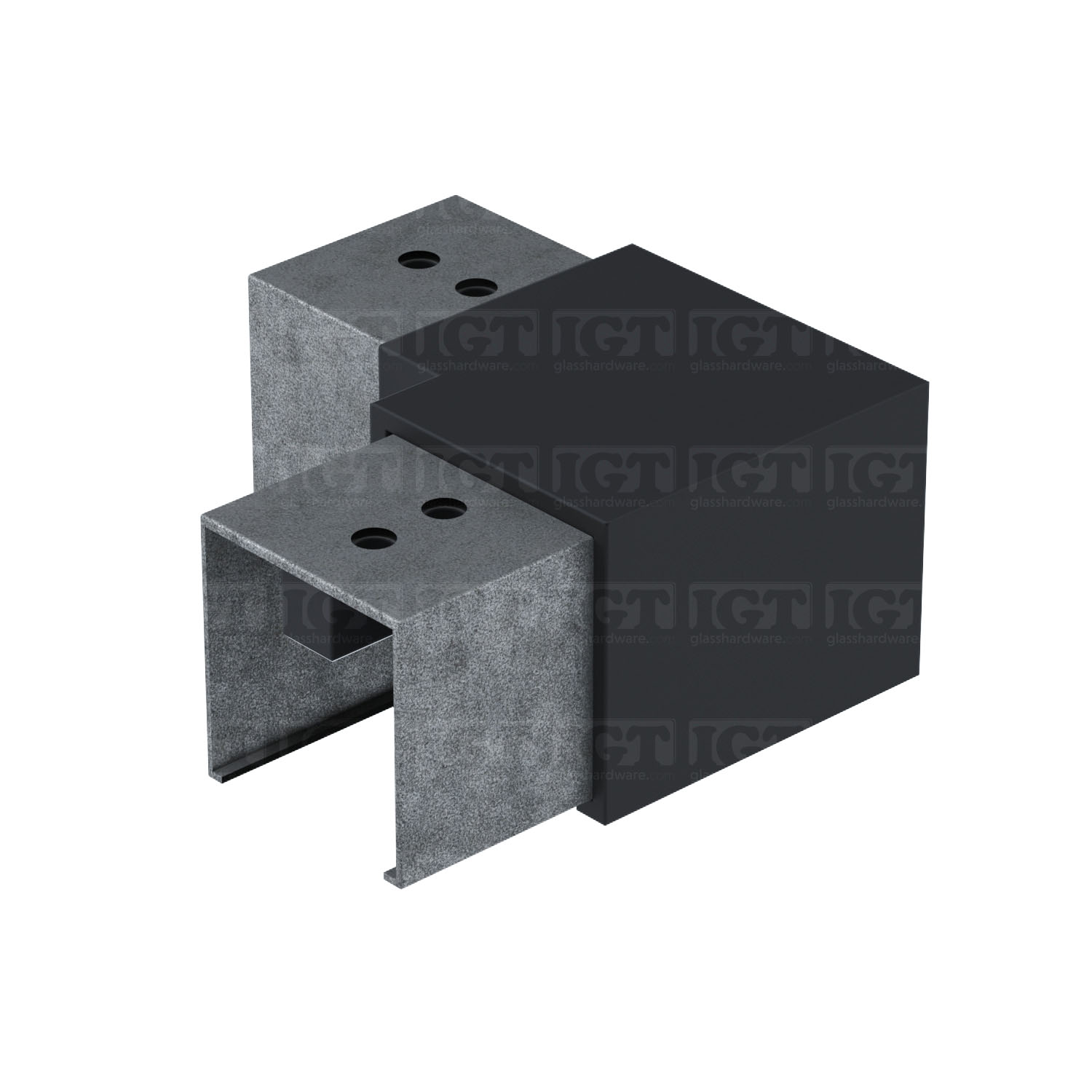 Square 90 Deg. Connector For Slotted Tube 1-9/16" S.S316 - Matte Black
