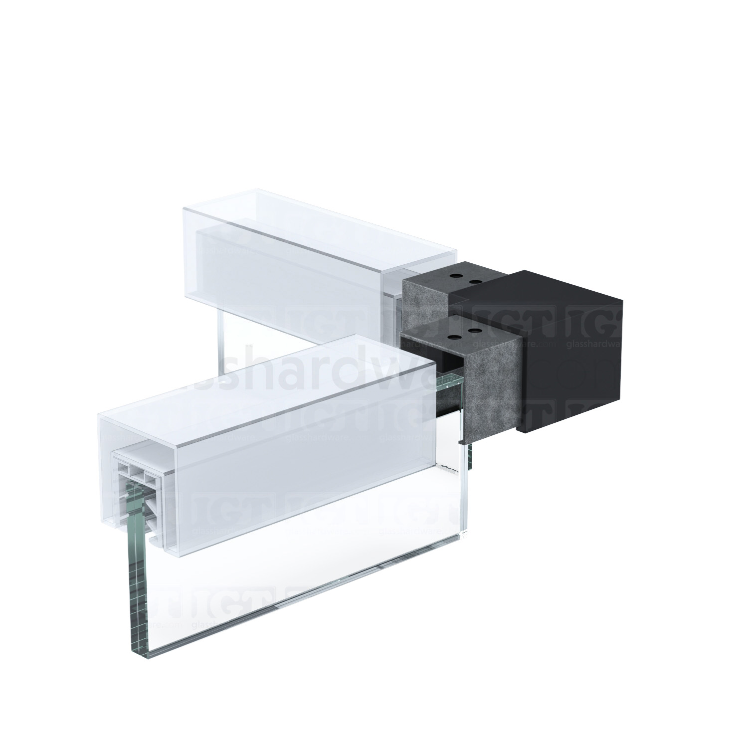 Square 90 Deg. Connector For Slotted Tube 1-9/16" S.S316 - Matte Black - Image 6