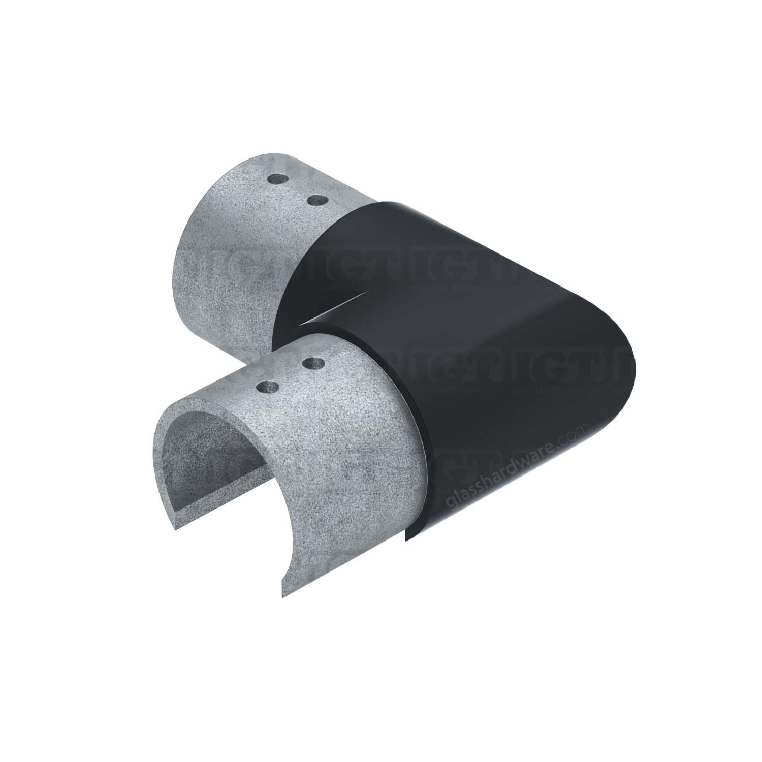 90 Deg. Connector For Slotted Tube 1-5/8" D. S.S316 - Matte Black