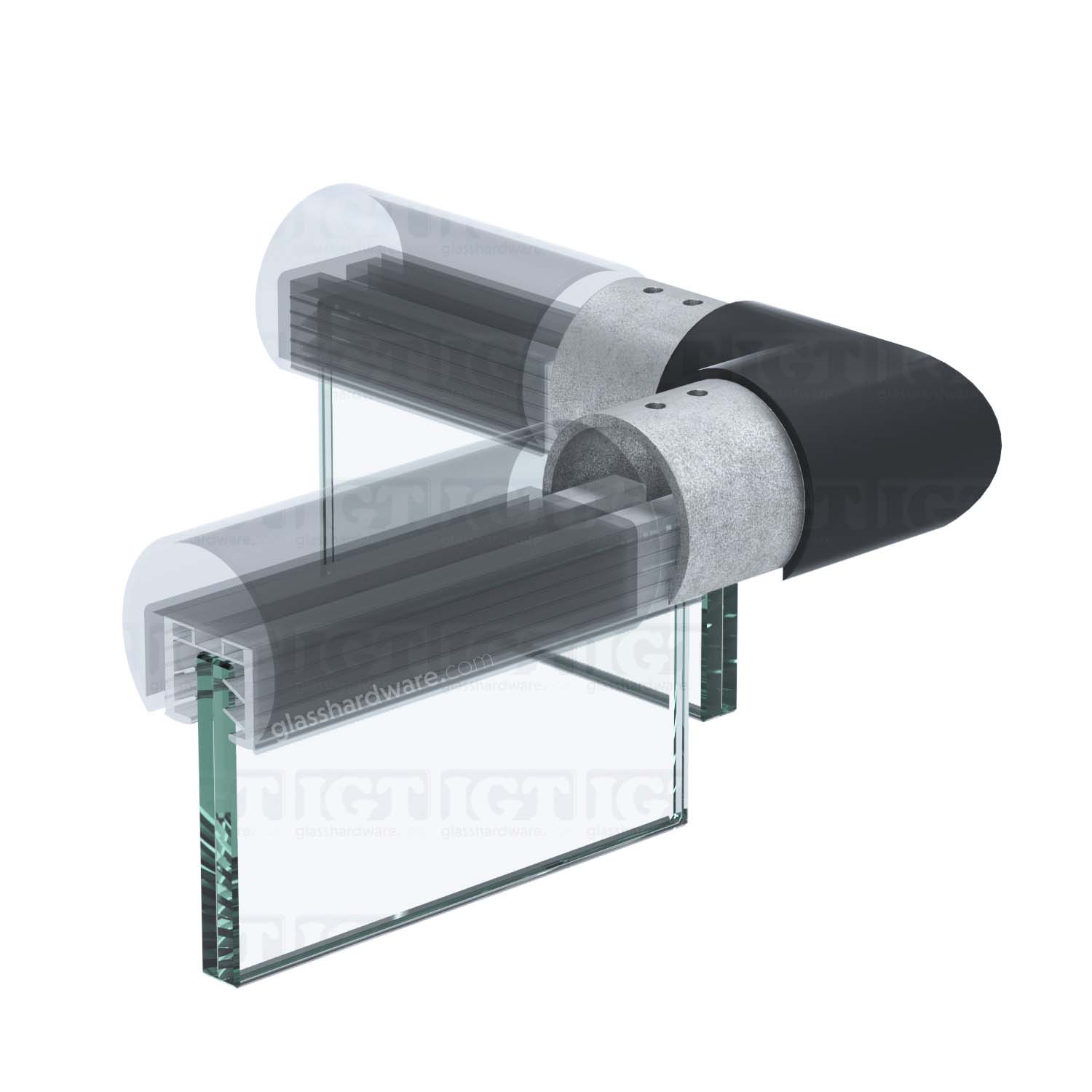 90 Deg. Connector For Slotted Tube 1-5/8" D. S.S316 - Matte Black - Image 6