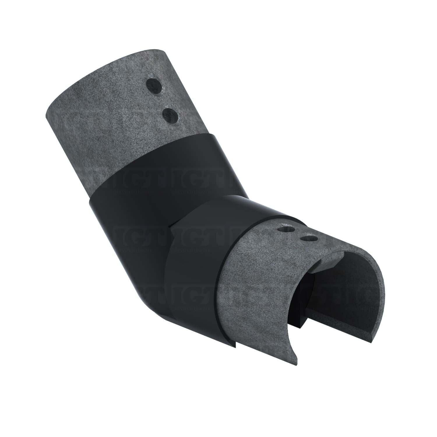 25-55 Deg. Articulated Angle Connector For Slotted Round Tube. - Matte Black
