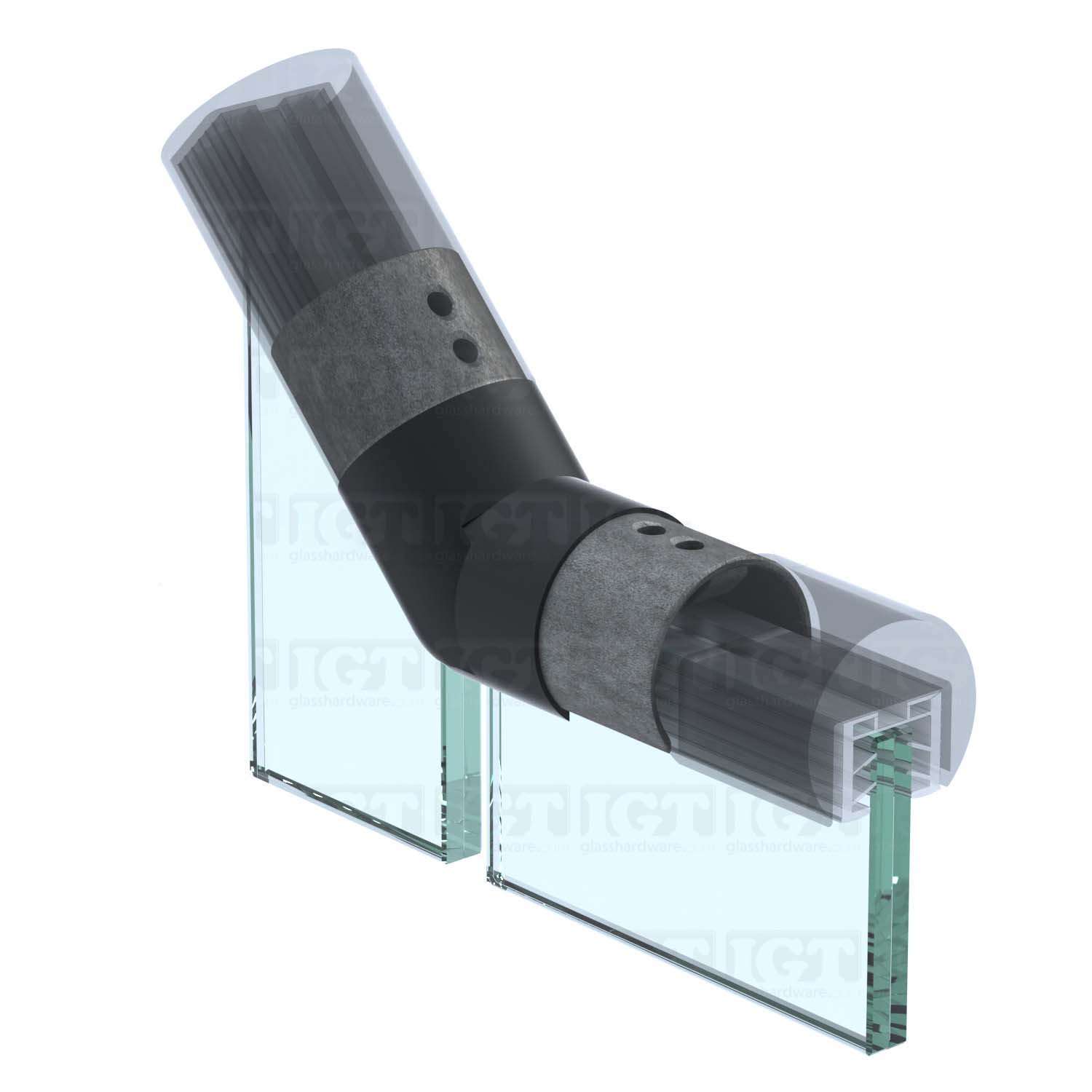 25-55 Deg. Articulated Angle Connector For Slotted Round Tube. - Matte Black - Image 6