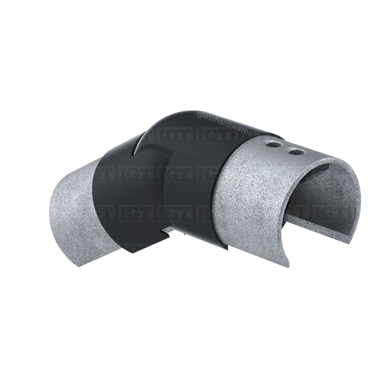 55 Degree Articulated Connector for Round Cap Rail - Matte Black