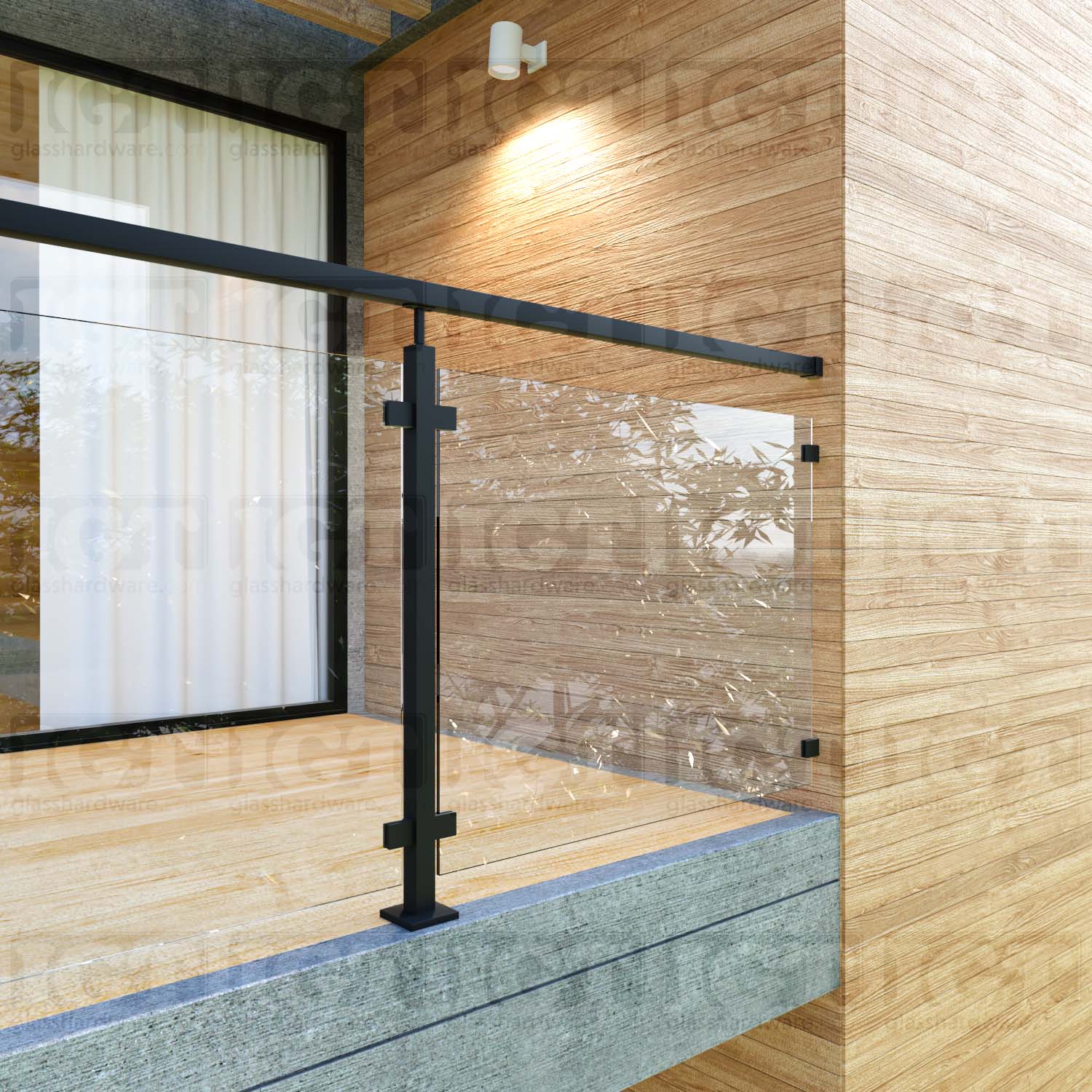 Wall Anchorage for Square Handrail - Matte Black - Image 3