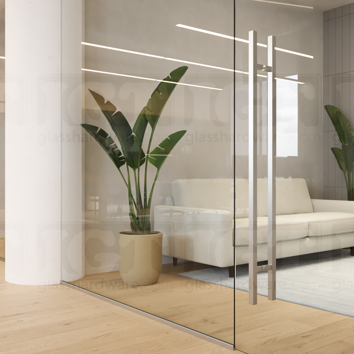 48" Square Commercial Ladder Handle - Brushed Stainless - Image 2