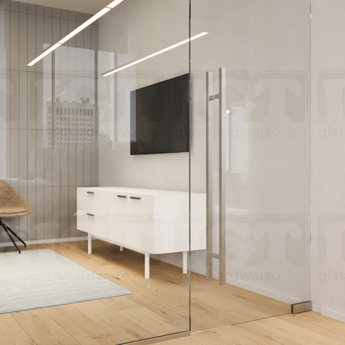 60" Square Commercial Ladder Handle - Brushed Stainless - Image 2