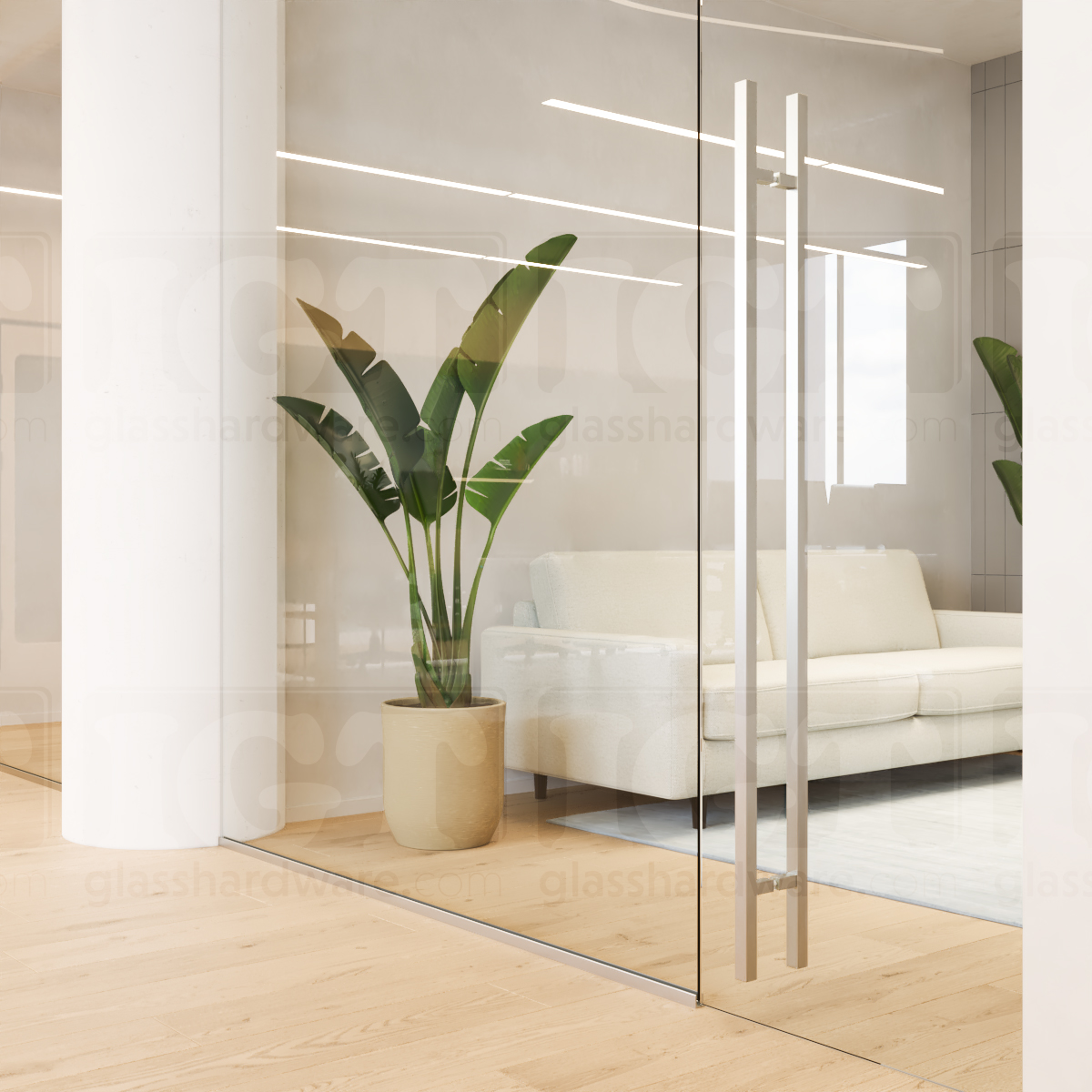 72" Square Commercial Ladder Handle - Brushed Stainless - Image 2