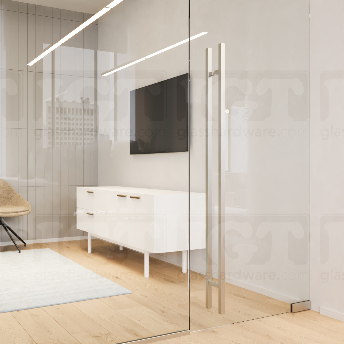 72" Square Commercial Ladder Handle - Brushed Stainless - Image 4