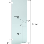 26″ x 71-5/8″ (6″Pull) 3/8″ Shower Door Clr. Tempered Glass