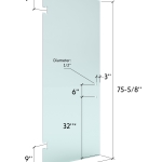 26″ x 75-5/8″ (6″Pull) Shower Door 3/8″ Clr. Tempered Glass