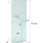 26″ x 77-5/8″ (6″Pull) Shower Door 3/8″ Clr. Tempered Glass