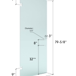 26″ x 79-5/8″ (8″Pull) Shower Door 3/8″ Clr. Tempered Glass