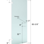 26″ x 83-5/8″ (8″Pull) 3/8″ Shower Door Clr. Tempered Glass (Heavy Duty Hinge Cut Out)