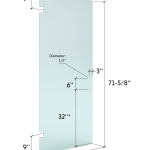 28″ x 71-5/8″ (6″pull) 3/8″ Shower Door Clr. Tempered Glass