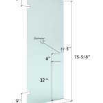 28″ x 75-5/8″ (6″Pull) 3/8″ Shower Door Clr. Tempered Glass