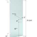 28″ x 77-5/8″ (6″Pull) 3/8″ Shower Door Clr. Tempered Glass