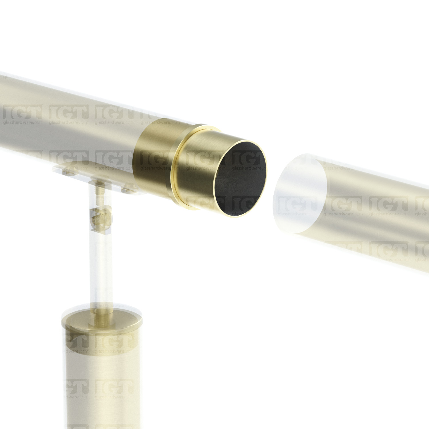Round Fitting Connector For Tube 1-2/3" D. S.S316 - Gold Brushed - Image 6