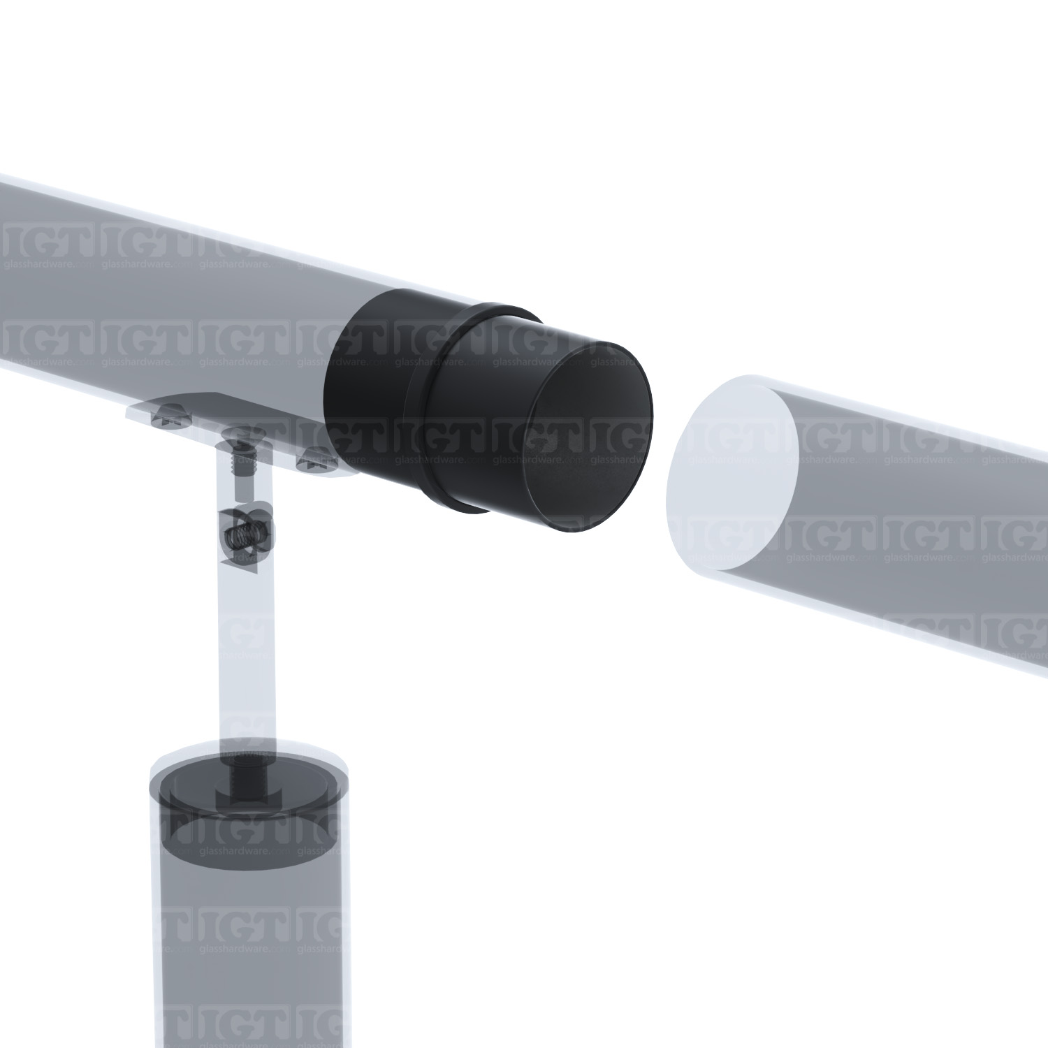 Round Fitting Connector For Tube 1-2/3" D. S.S316 - Matte Black - Image 6