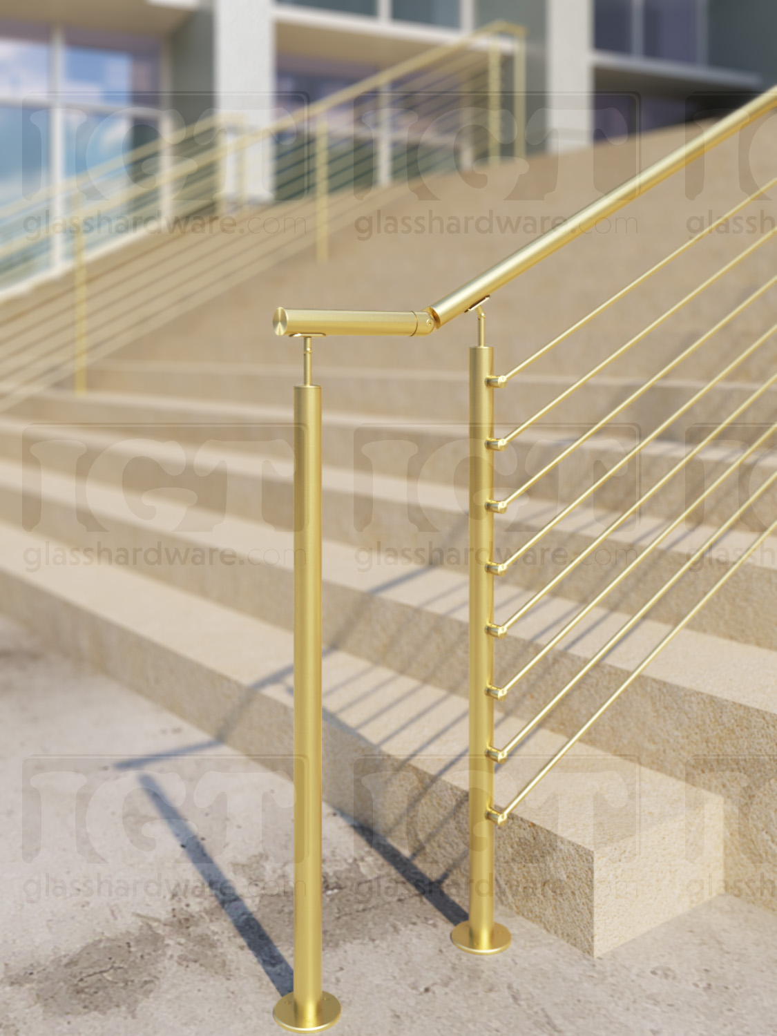 Adjustable Connector for Round Handrail - Gold Brushed - Image 3