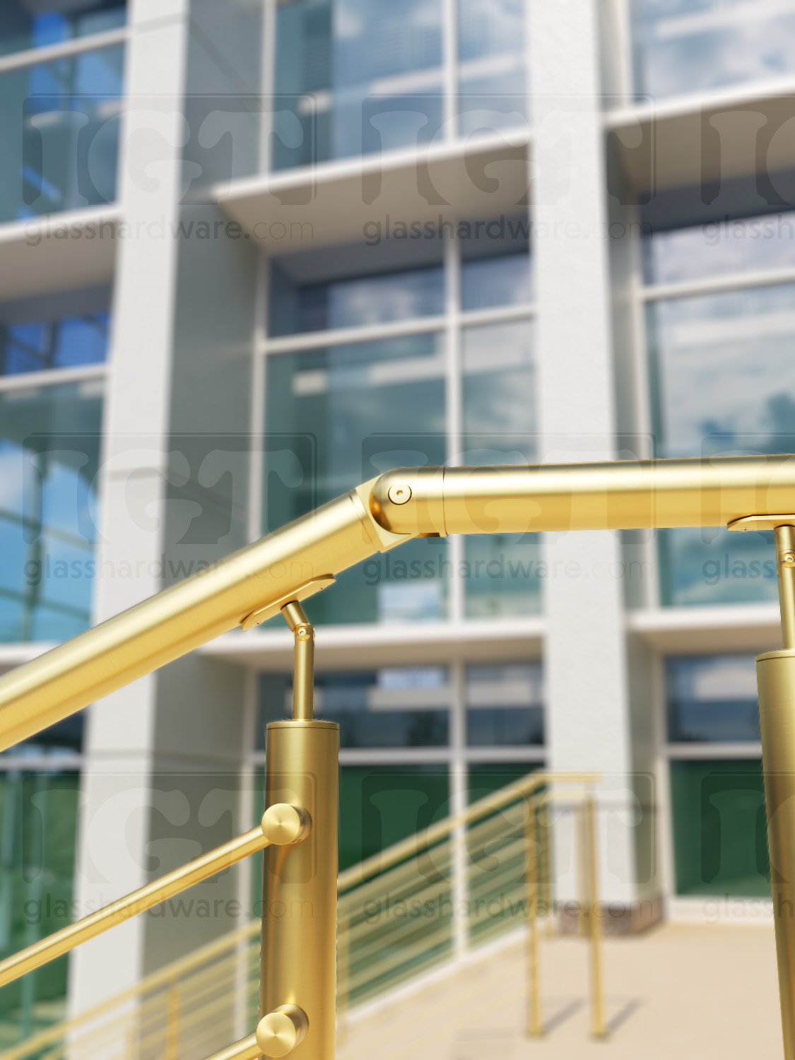 Adjustable Connector for Round Handrail - Gold Brushed - Image 2