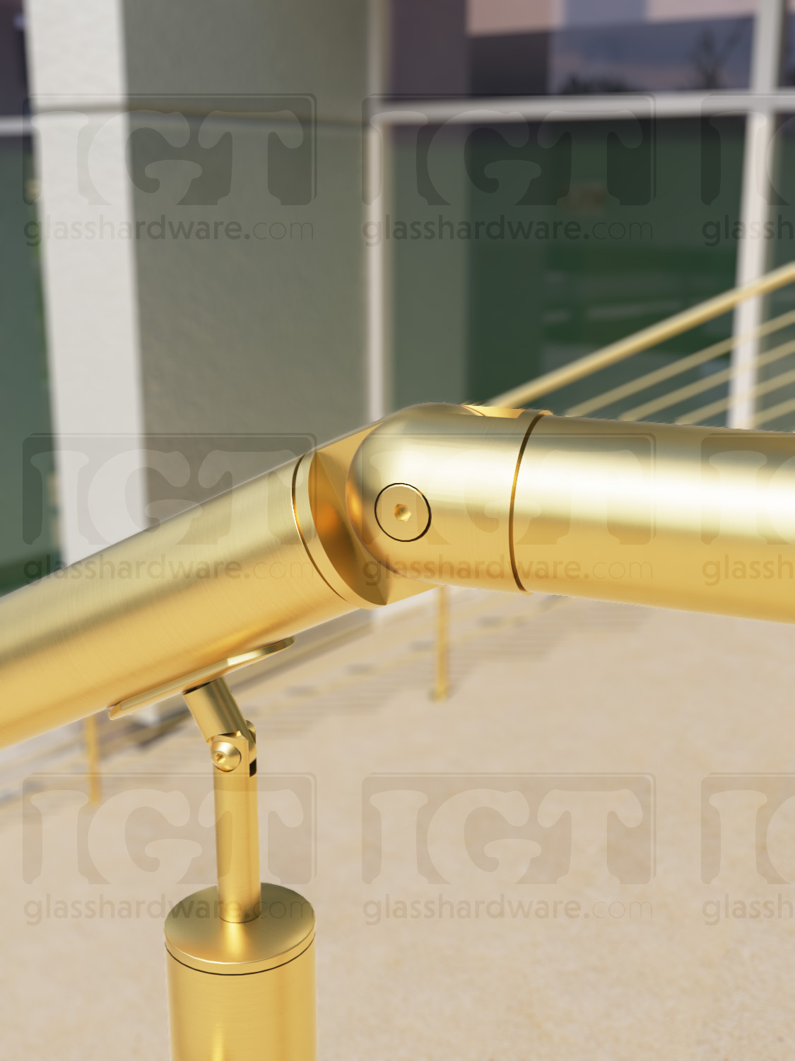 Adjustable Connector for Round Handrail - Gold Brushed - Image 4