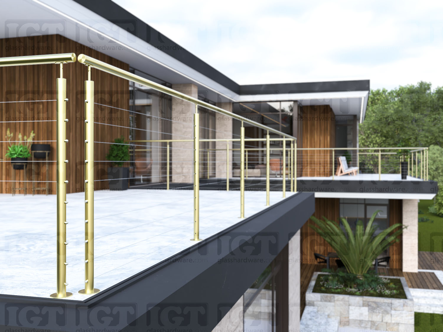 End Cap for Round Handrail - Gold Brushed - Image 2