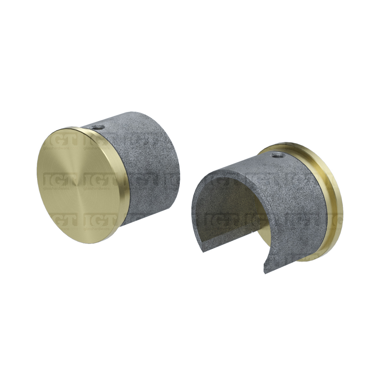End Cap for Round Cap Rail - Gold Brushed