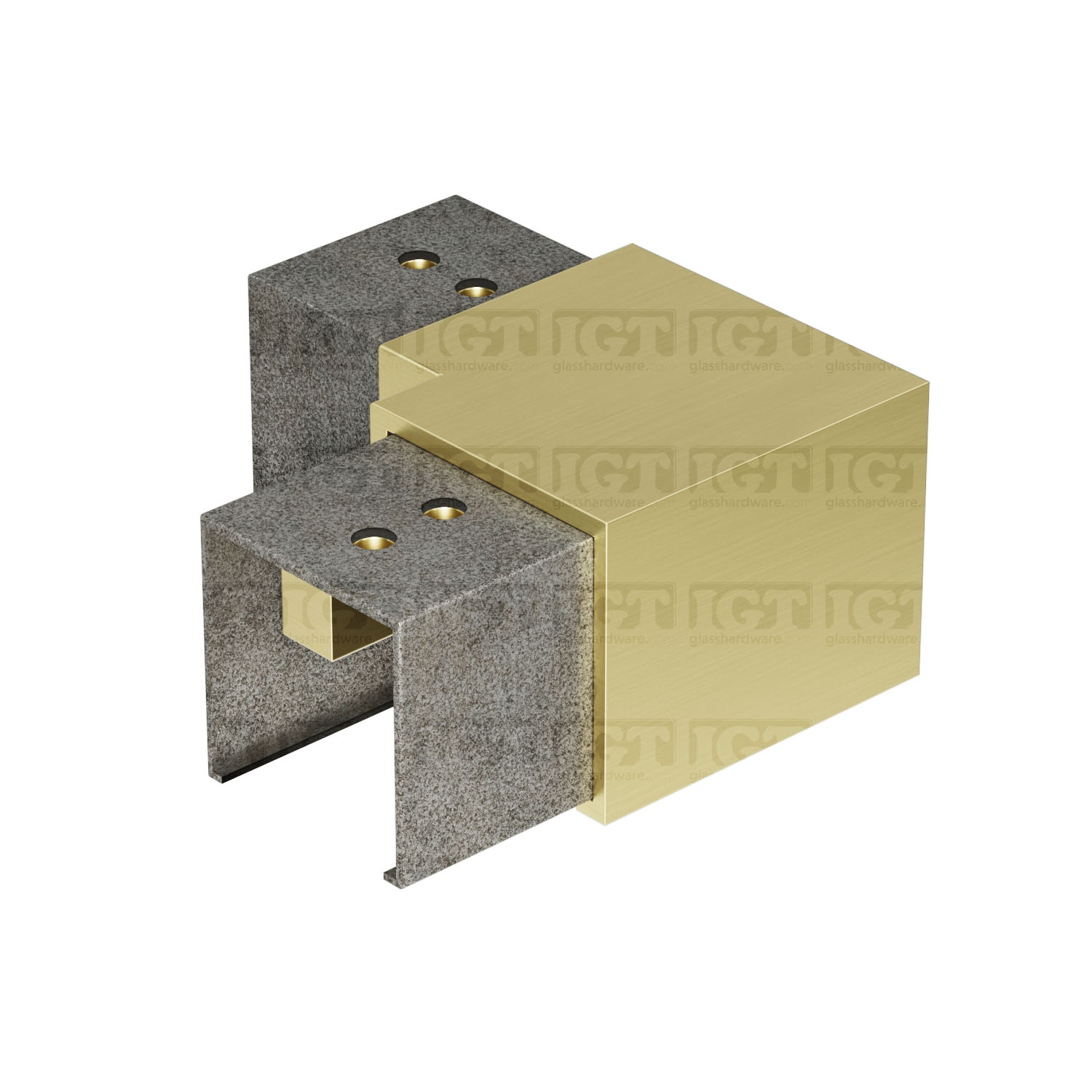Square 90 Deg. Connector For Slotted Tube 1-9/16" S.S316 - Gold Brushed