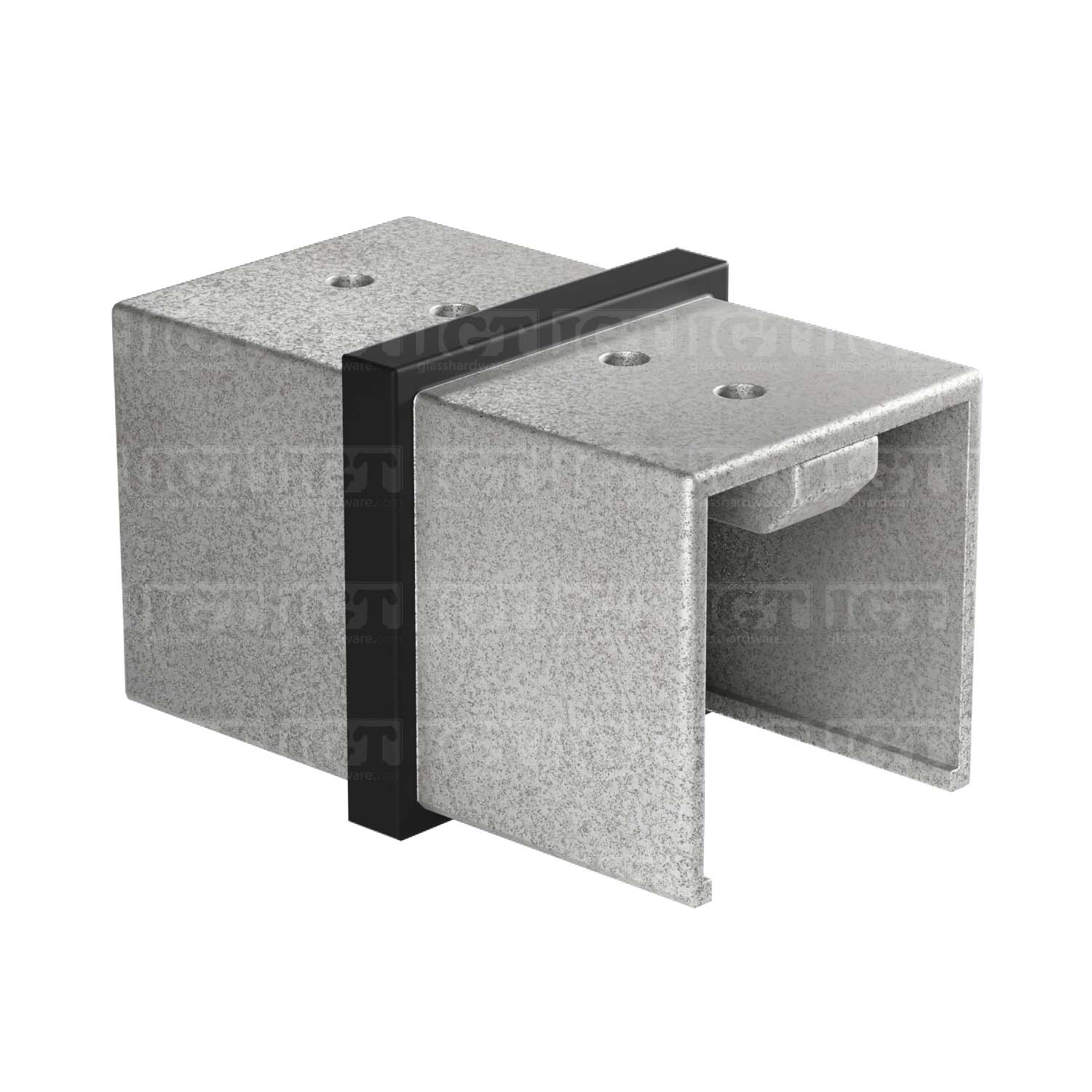 Square 180 Deg. Connector For Slotted Tube 1-9/16" S.S316 - Matte Black