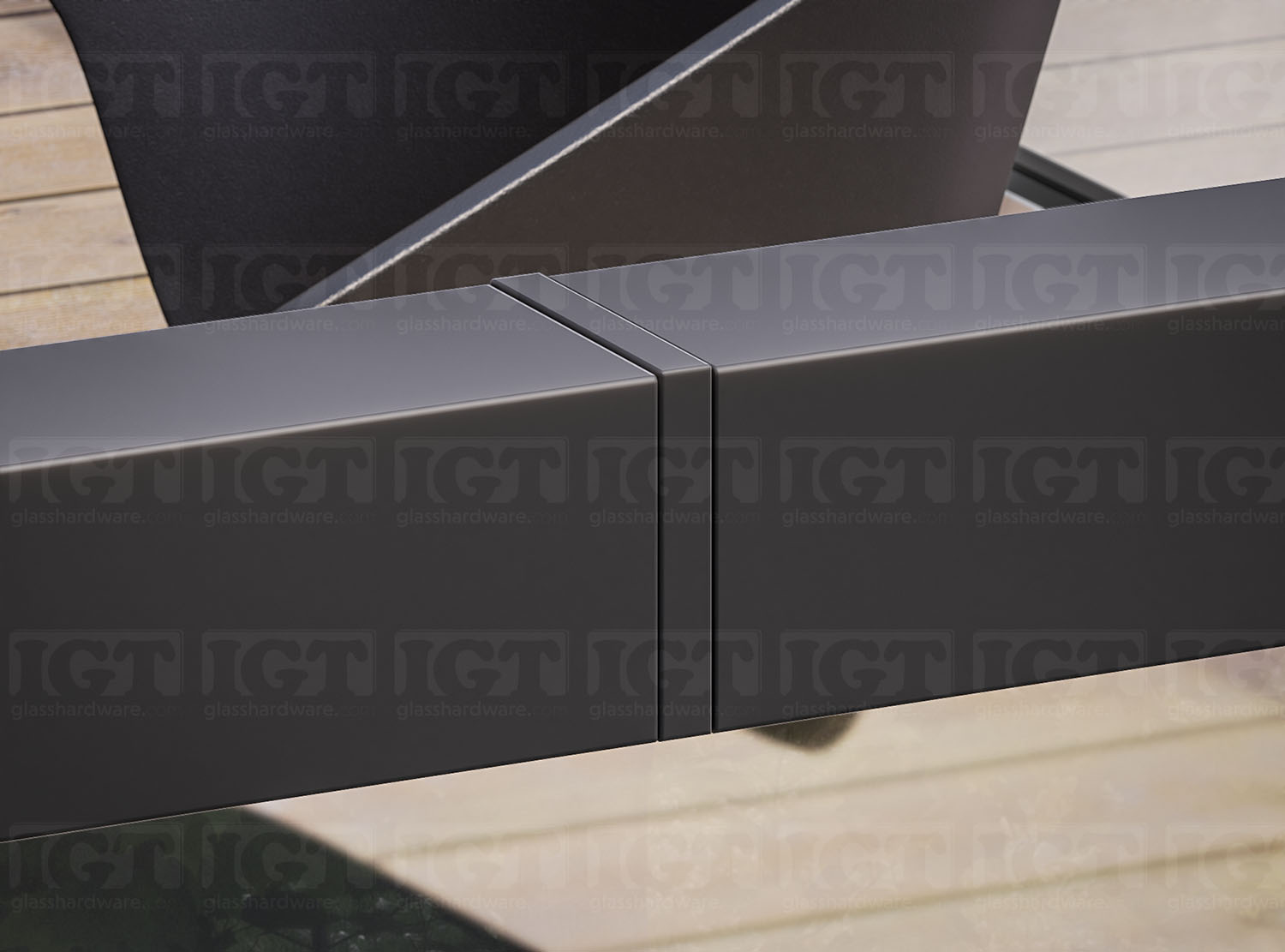 Square 180 Deg. Connector For Slotted Tube 1-9/16" S.S316 - Matte Black - Image 5