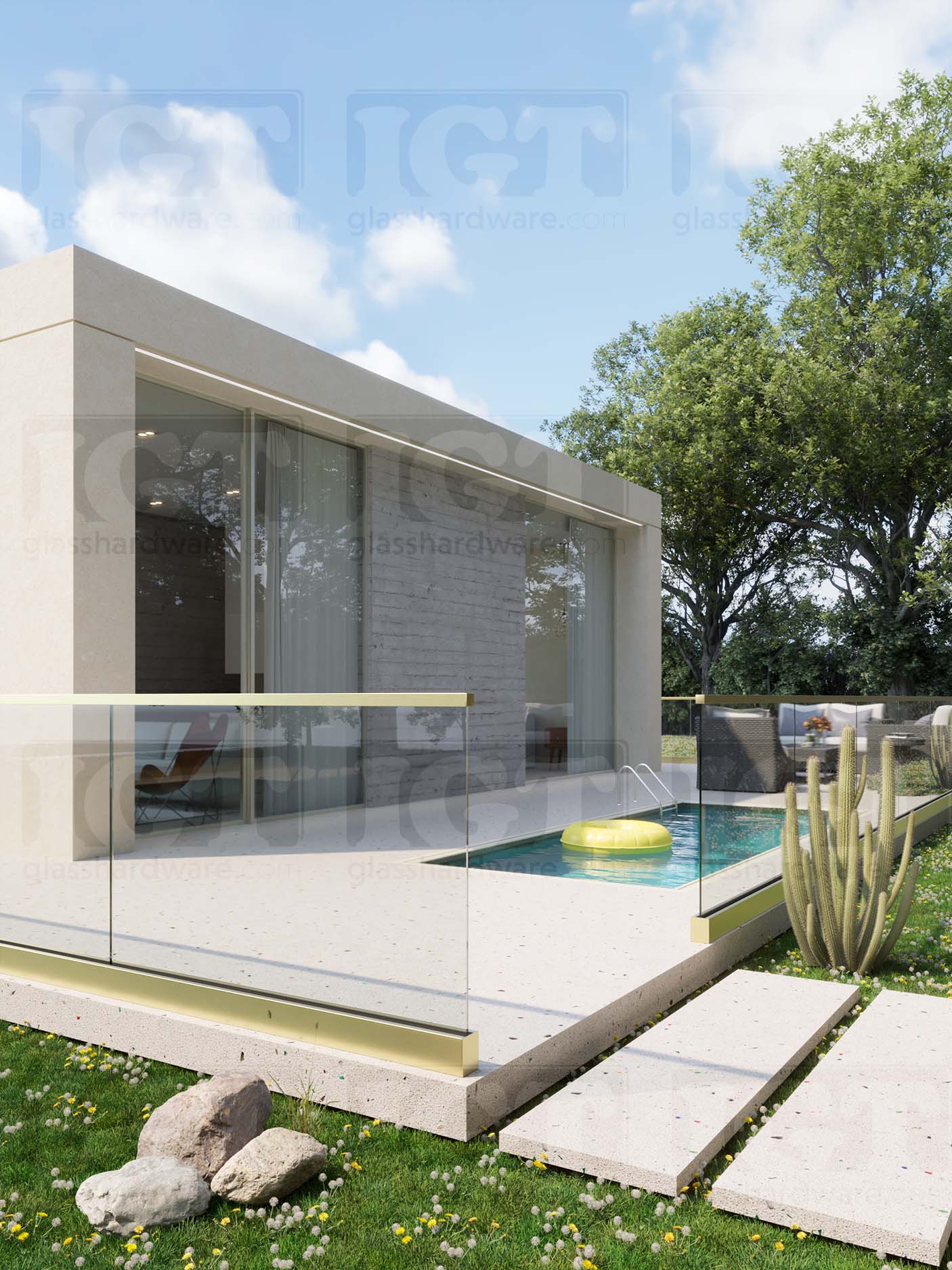 End Cap for Square Cap Rail - Gold Brushed - Image 2