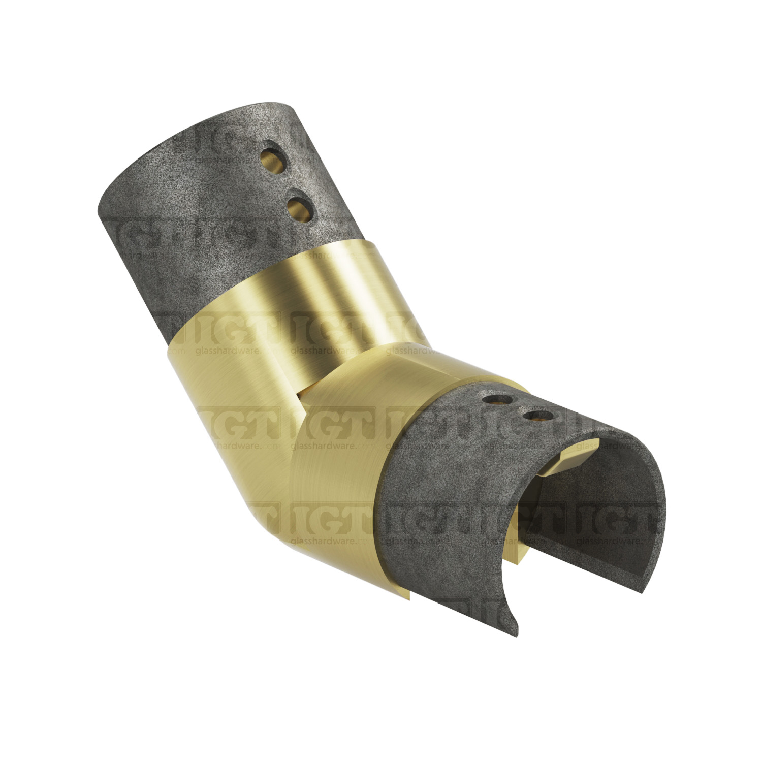 25-55 Deg. Articulated Angle Connector For Slotted Round Tube - Gold Brushed