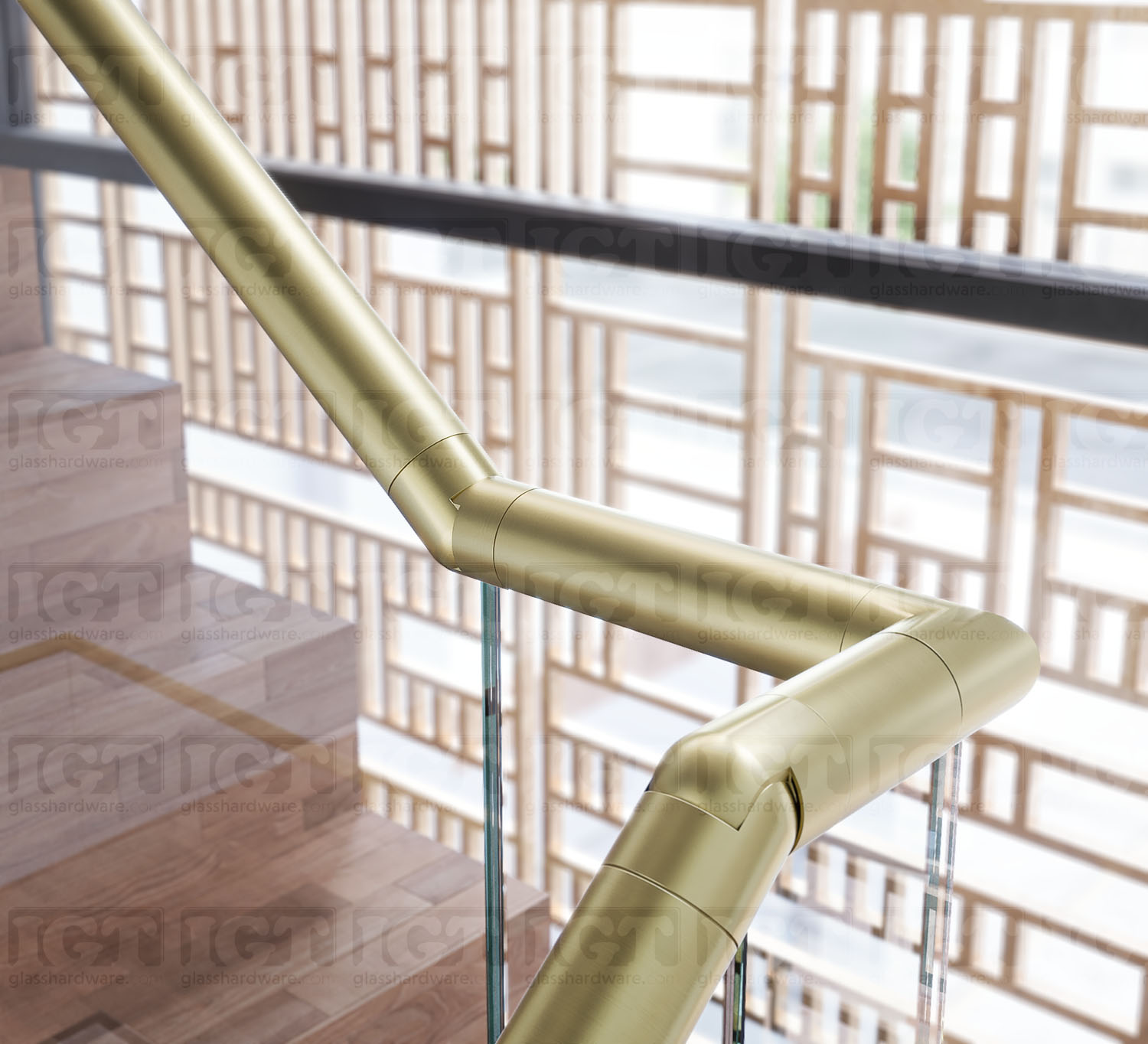 25-55 Deg. Articulated Angle Connector For Slotted Round Tube - Gold Brushed - Image 2